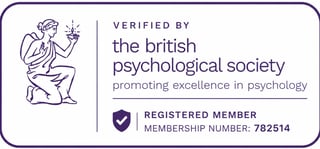 Verified by the British Psychological Society, registered member badge with membership number 782514